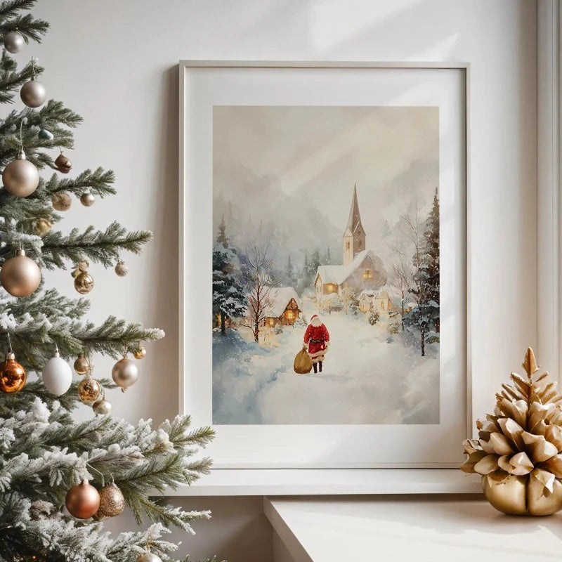 Yitongke Christmas Canvas Wall Art Cozy Winter Cabin Decor