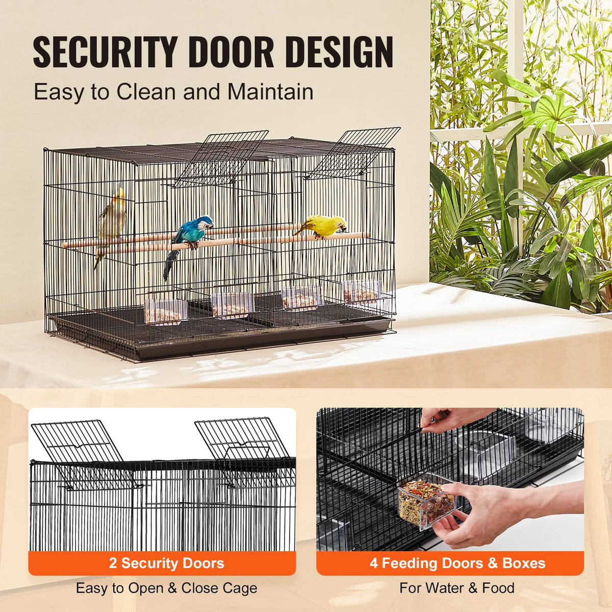 SucceBuy Stackable Divided Bird Cage With Handle And Perches
