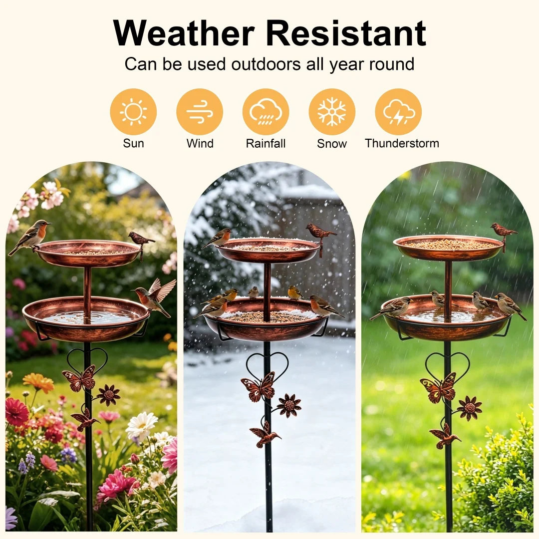 Double Layer Outdoor Bird Feeder Bath Stand For Garden Yard