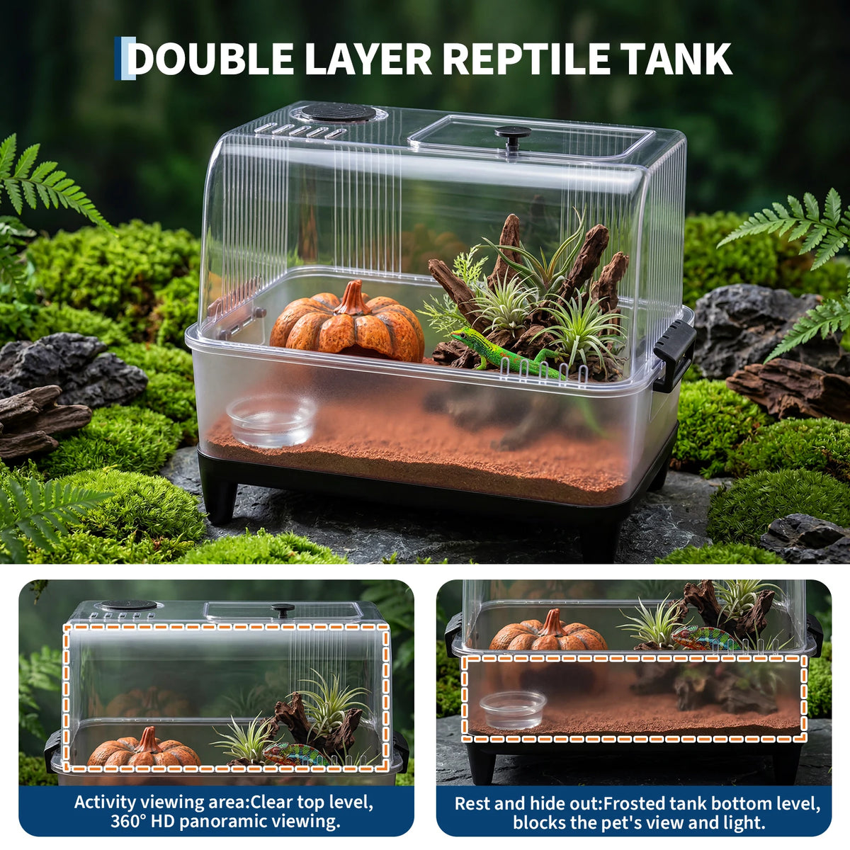 HiMISS Reptile Tank Starter Kit With Heating Pad And Accessories