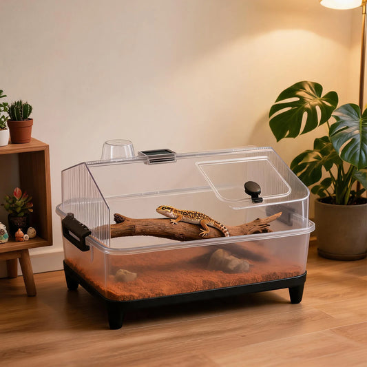 HiMISS Reptile Terrarium Kit With Lid Acrylic Tank Heating Pad Hygrometer Gecko