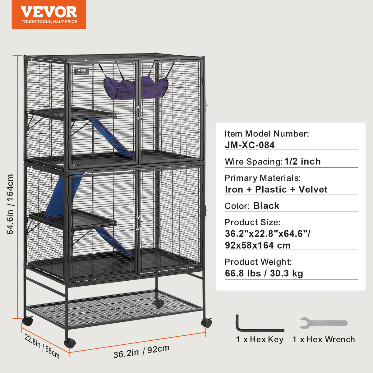 SucceBuy Rolling Metal Ferret Cage Four Tier Critter Nation for Small Animals