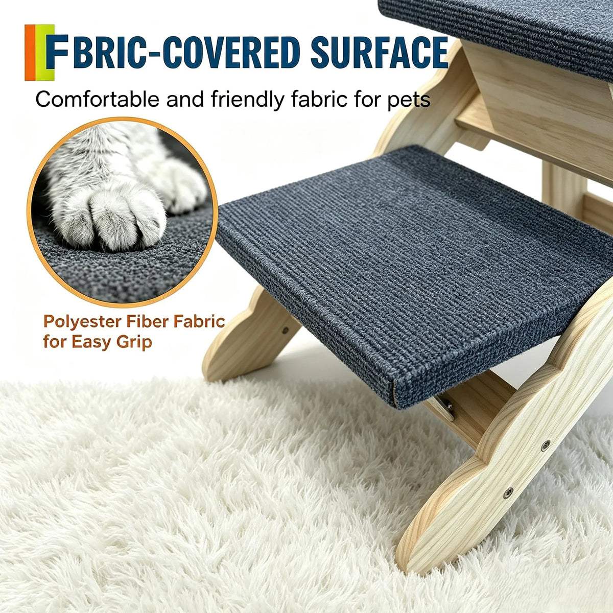DishyKooker 2-In-1 Wooden Pet Stairs and Folding Ramp
