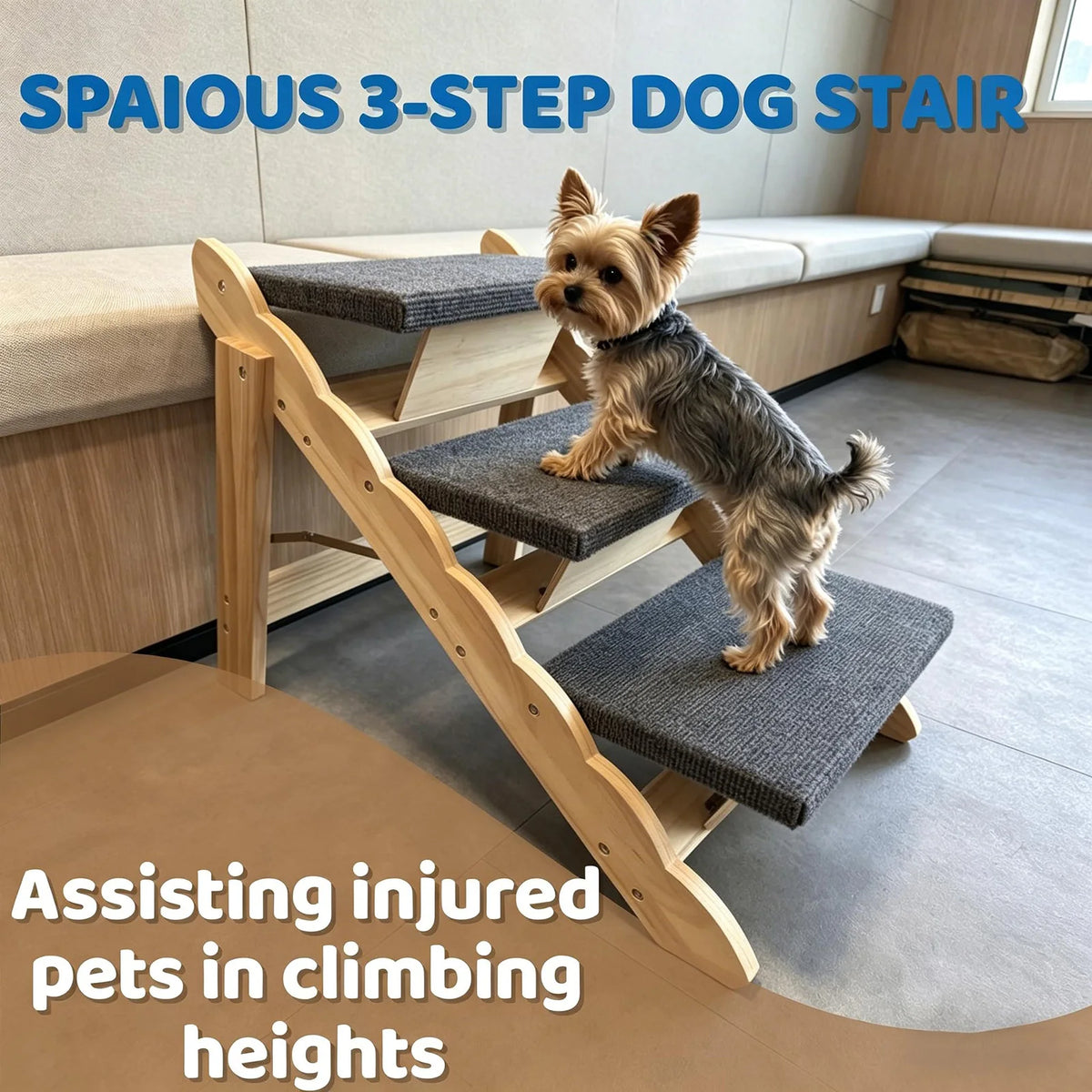 DishyKooker 2-In-1 Wooden Pet Stairs and Folding Ramp