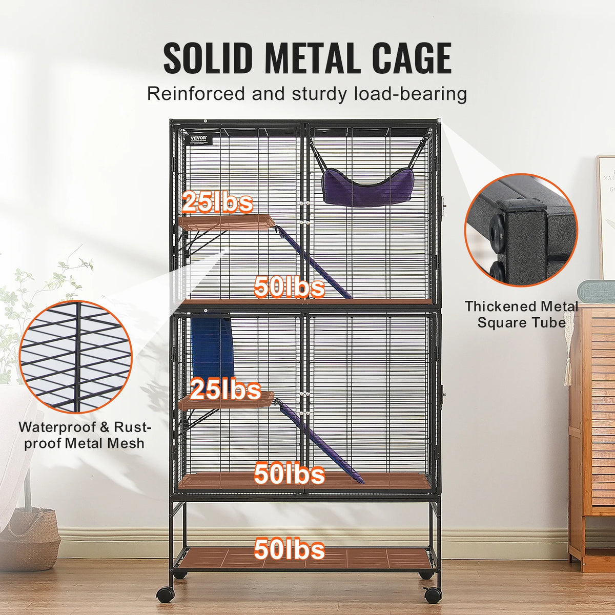 SucceBuy Rolling Metal Ferret Cage Four Tier Critter Nation for Small Animals