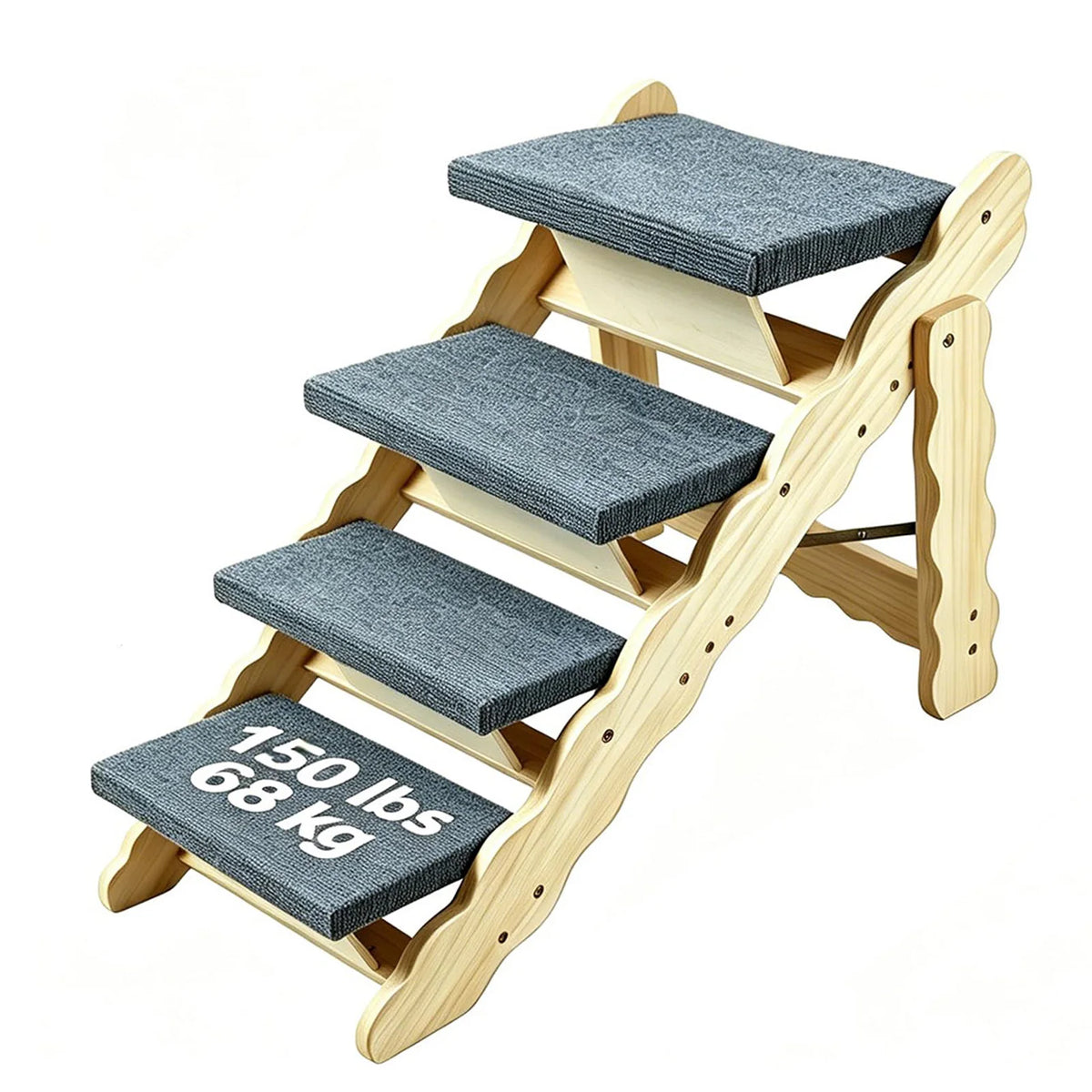 DishyKooker 2-In-1 Wooden Pet Stairs and Folding Ramp
