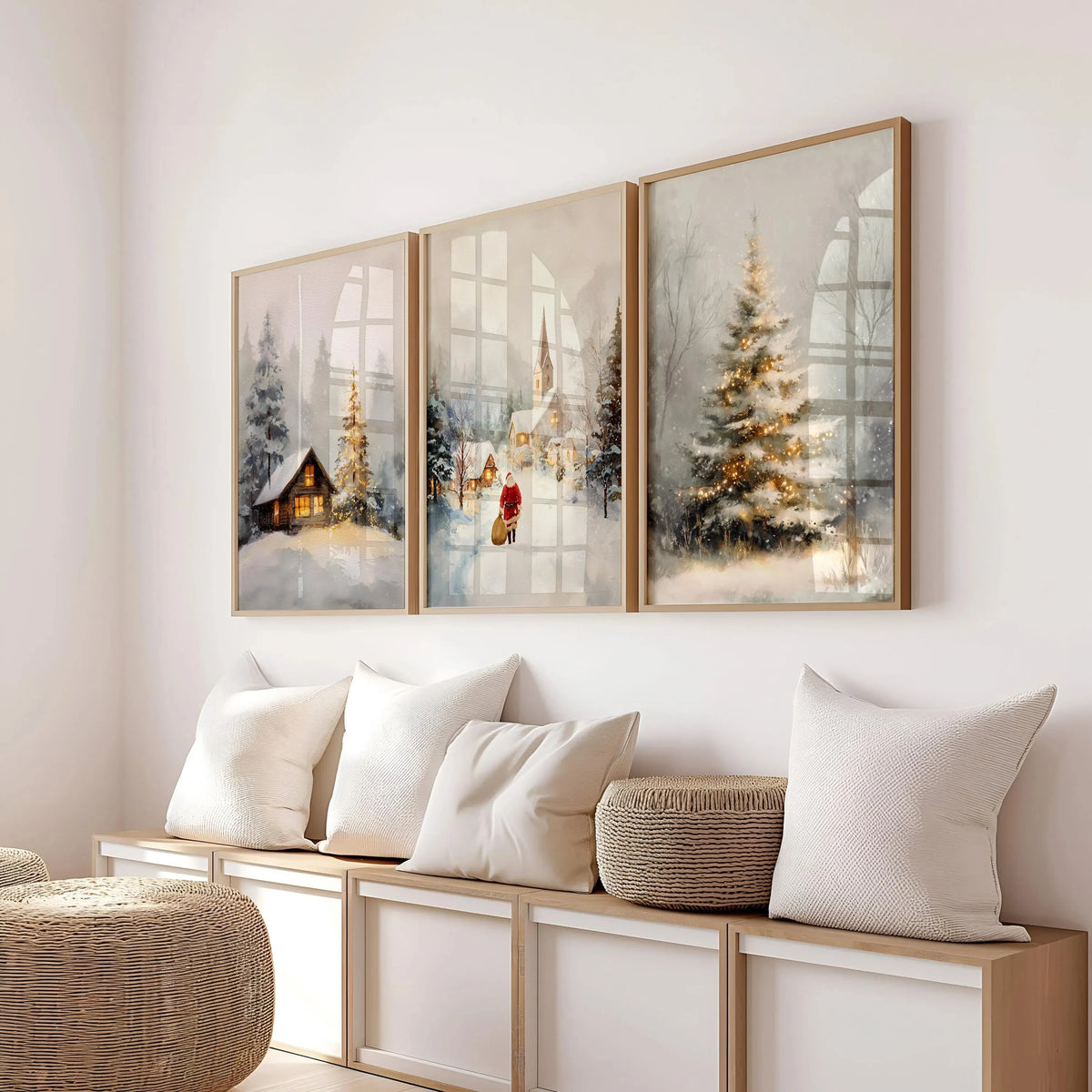 Yitongke Christmas Canvas Wall Art Cozy Winter Cabin Decor