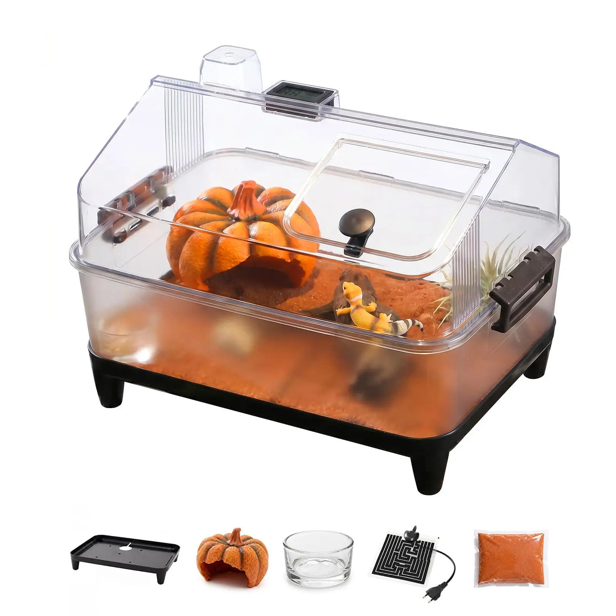 HiMISS Reptile Terrarium Kit With Lid Tank Heating Pad Hygrometer