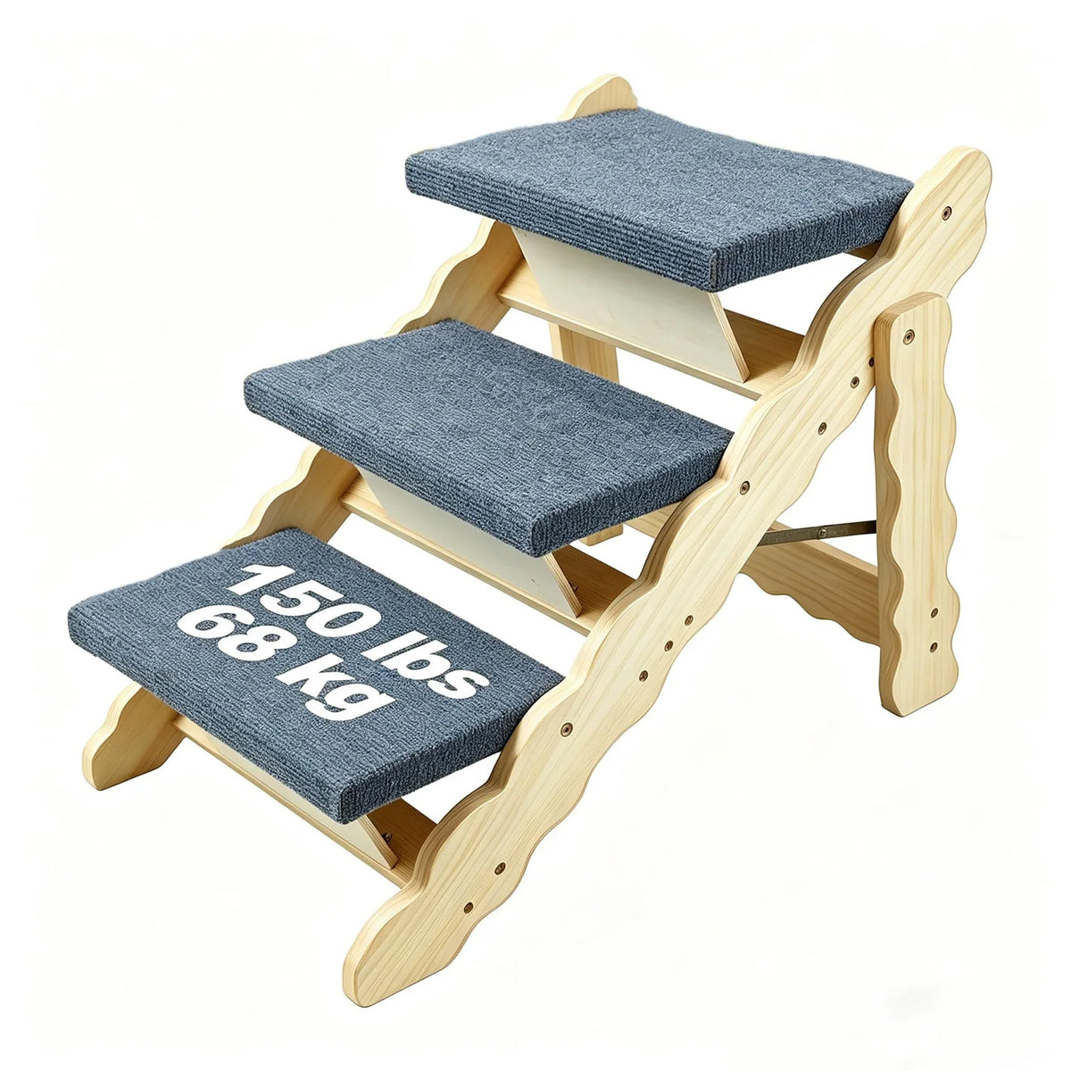 DishyKooker 2-In-1 Wooden Pet Stairs and Folding Ramp