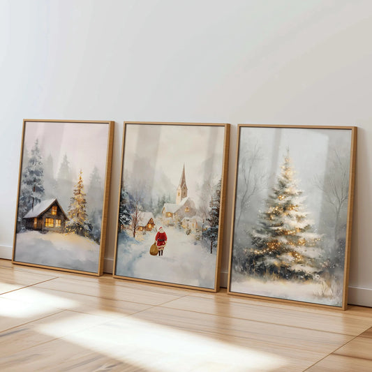 Yitongke Christmas Canvas Wall Art Cozy Winter Cabin Decor