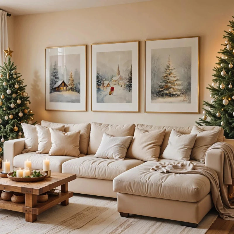 Yitongke Christmas Canvas Wall Art Cozy Winter Cabin Decor