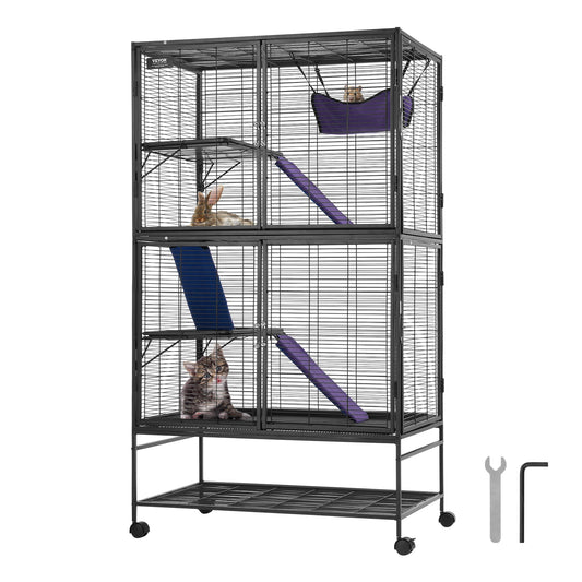 SucceBuy Rolling Metal Ferret Cage Four Tier Critter Nation for Small Animals