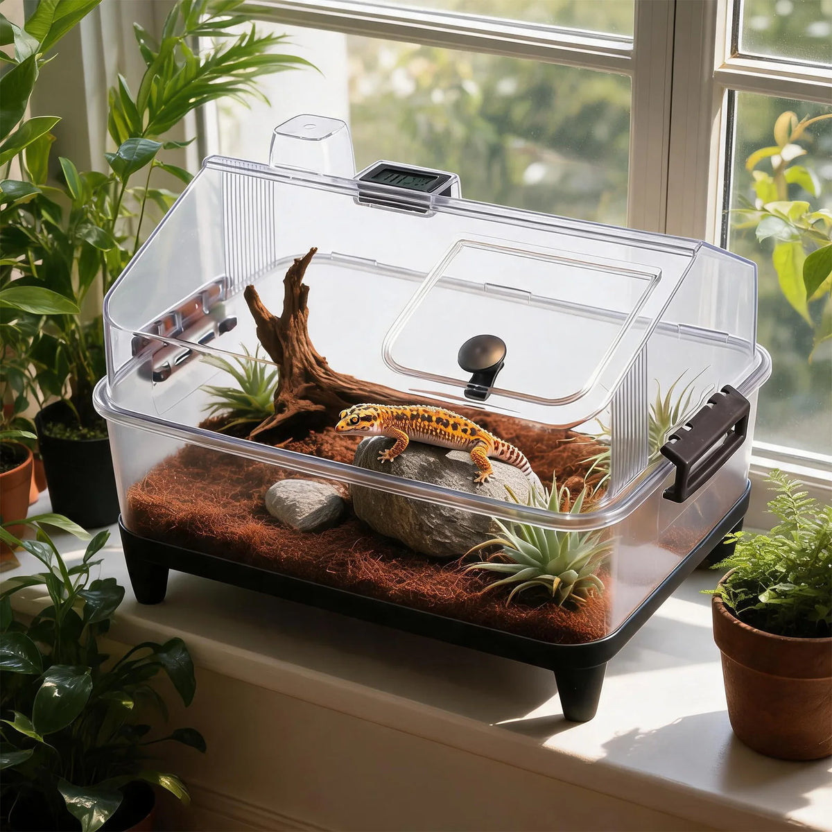 HiMISS Reptile Terrarium Kit With Lid Tank Heating Pad Hygrometer