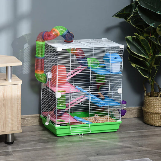 5-Tier Hamster Cage With Tunnels Wheel Water Bottle And Food Dish
