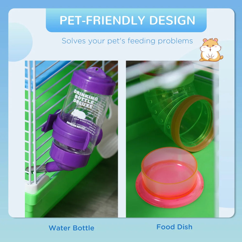 5-Tier Hamster Cage With Tunnels Wheel Water Bottle And Food Dish