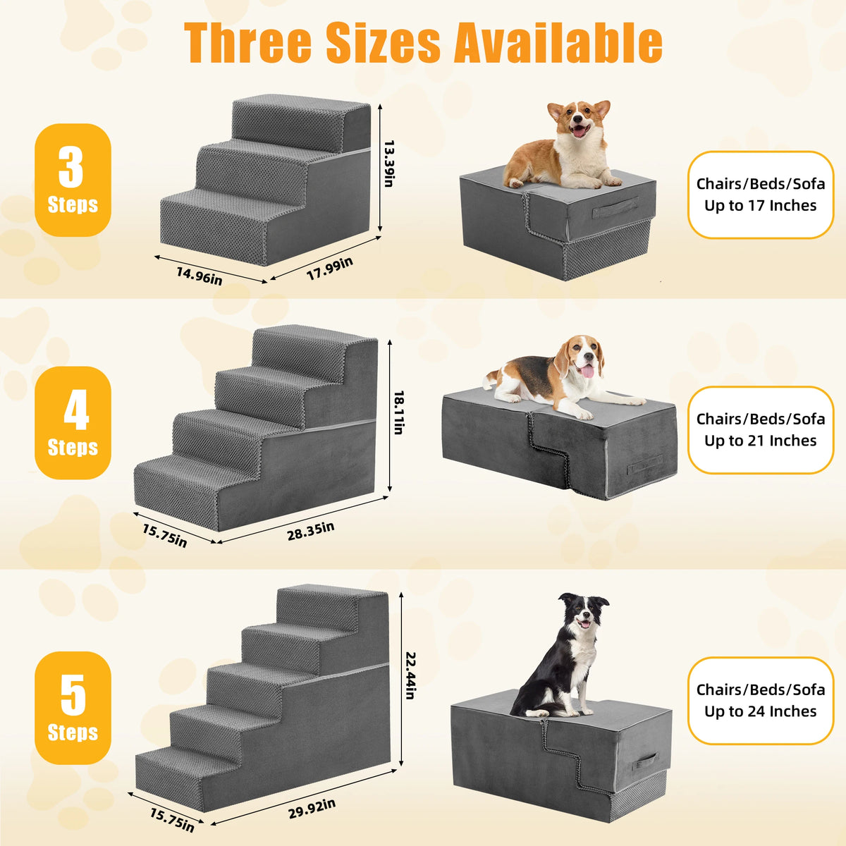 JHK Non Slip Foam Dog Stairs For Indoor Pet Climbing