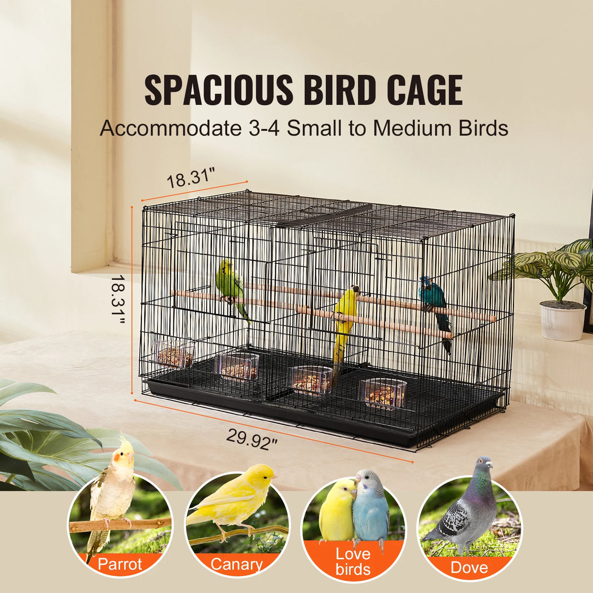 SucceBuy Stackable Divided Bird Cage With Handle And Perches