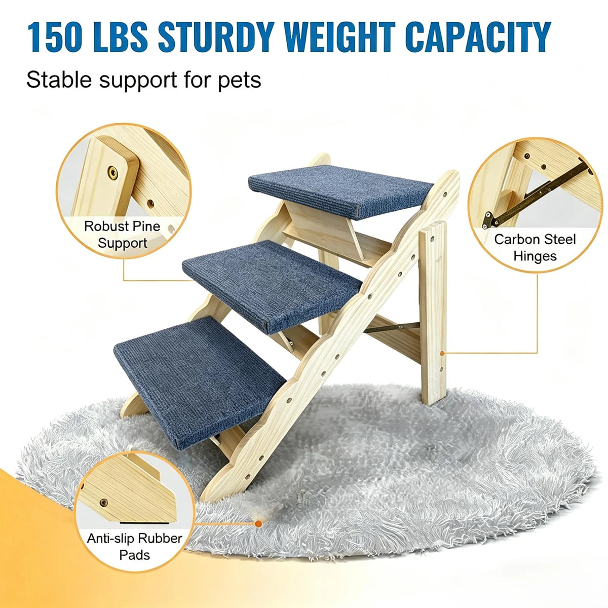 DishyKooker 2-In-1 Wooden Pet Stairs and Folding Ramp