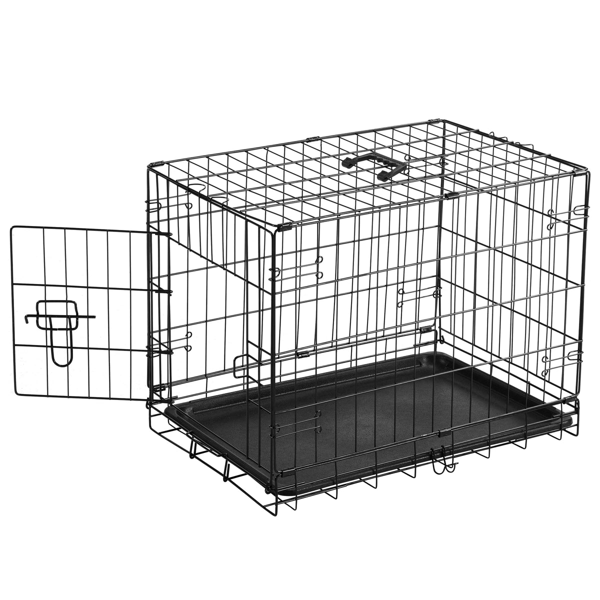 JHK Single Door Folding Wire Dog Cage Leak Proof Tray